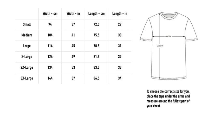 Size chart for Green Nun EU Tour 26 Tee - Black